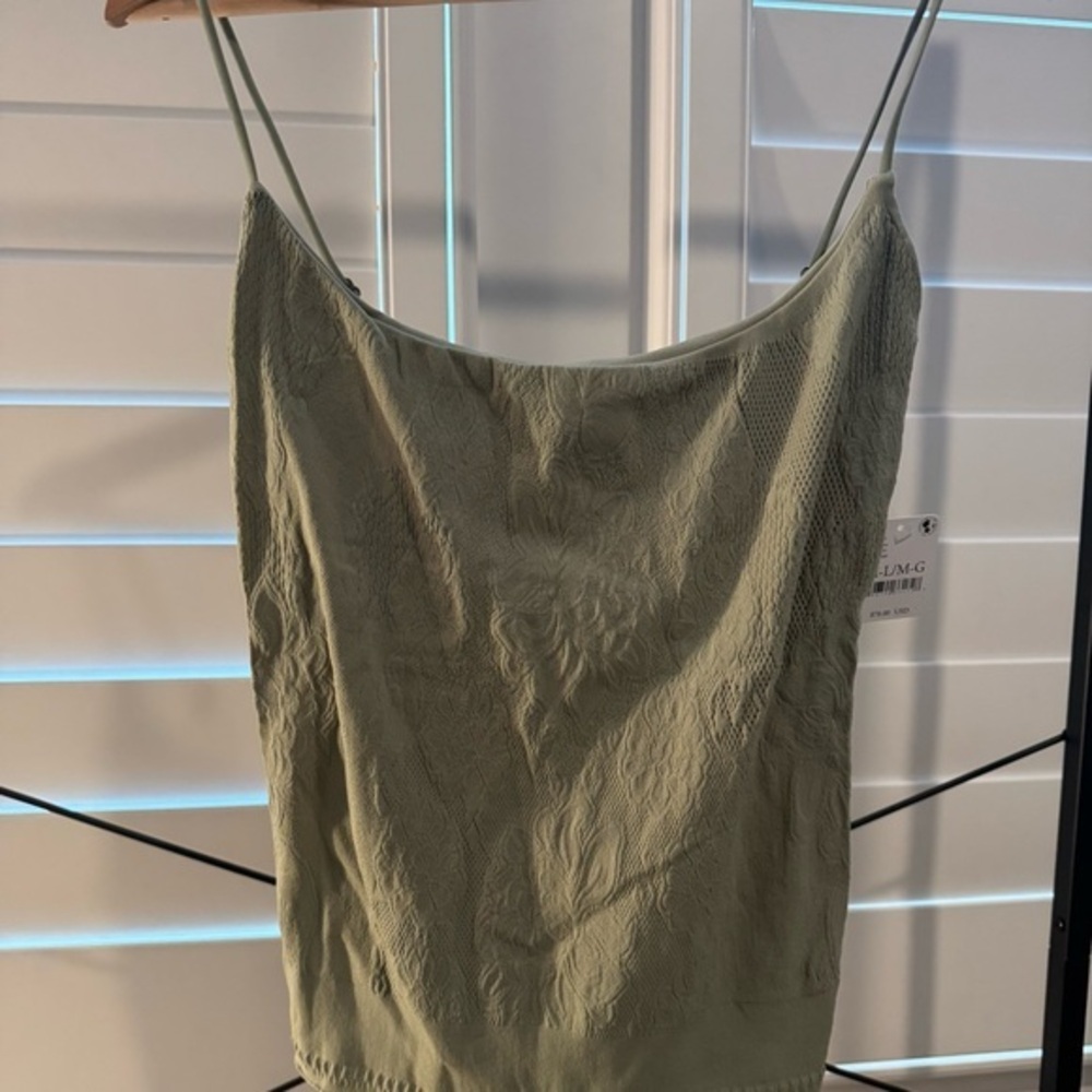 Free People Olive Ribbed Textured Cami